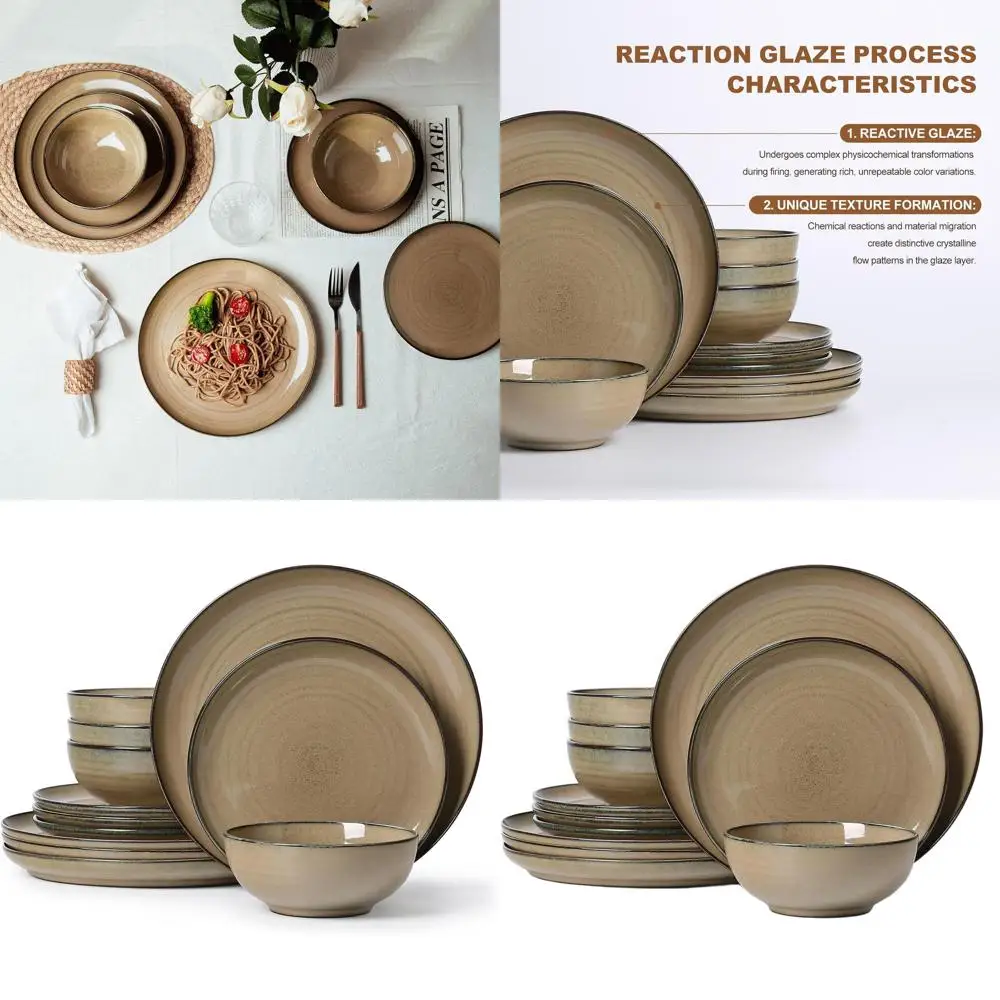 12-Piece Reactive Glaze Stoneware Dinnerware Set with Cereal Bowls
12-Piece Reactive Glaze Stoneware Dinnerware Set with Cereal Bowls
