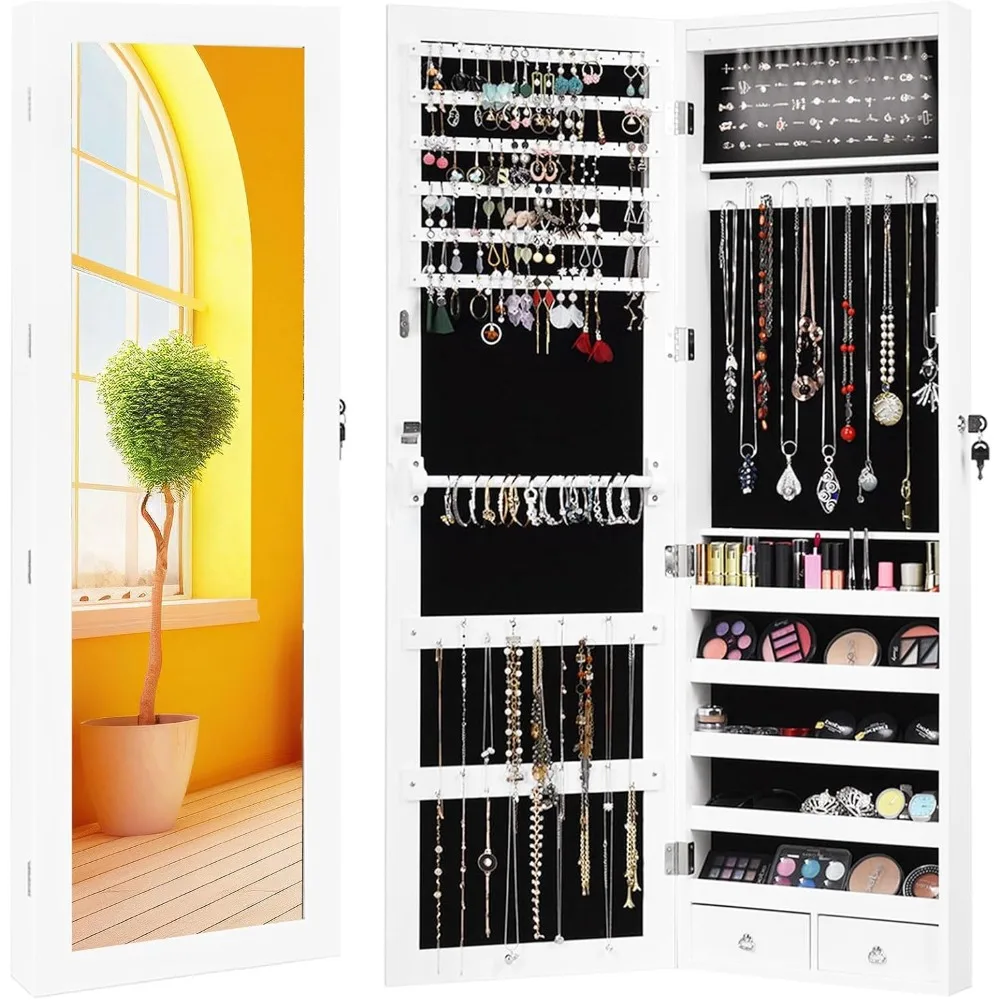 15 LEDs Jewelry Armoire, Wall Mounted or Door Hanging, Lockable Jewelry Cabinet with Full Length Mirror, Large Storage Jewelry
15 LEDs Jewelry Armoire, Wall Mounted or Door Hanging, Lockable Jewelry Cabinet with Full Length Mirror, Large Storage Jewelry