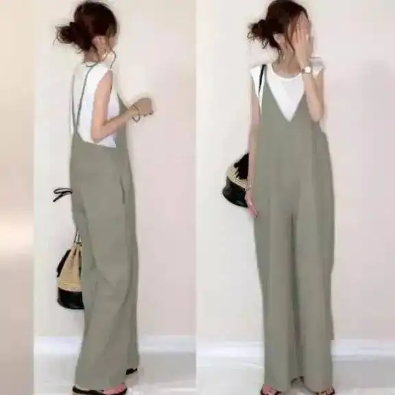 Women's 2026 Summer New Jumpsuit Strap Pants Solid Color Casual Loose Wide-leg Pants
Women's 2026 Summer New Jumpsuit Strap Pants Solid Color Casual Loose Wide-leg Pants