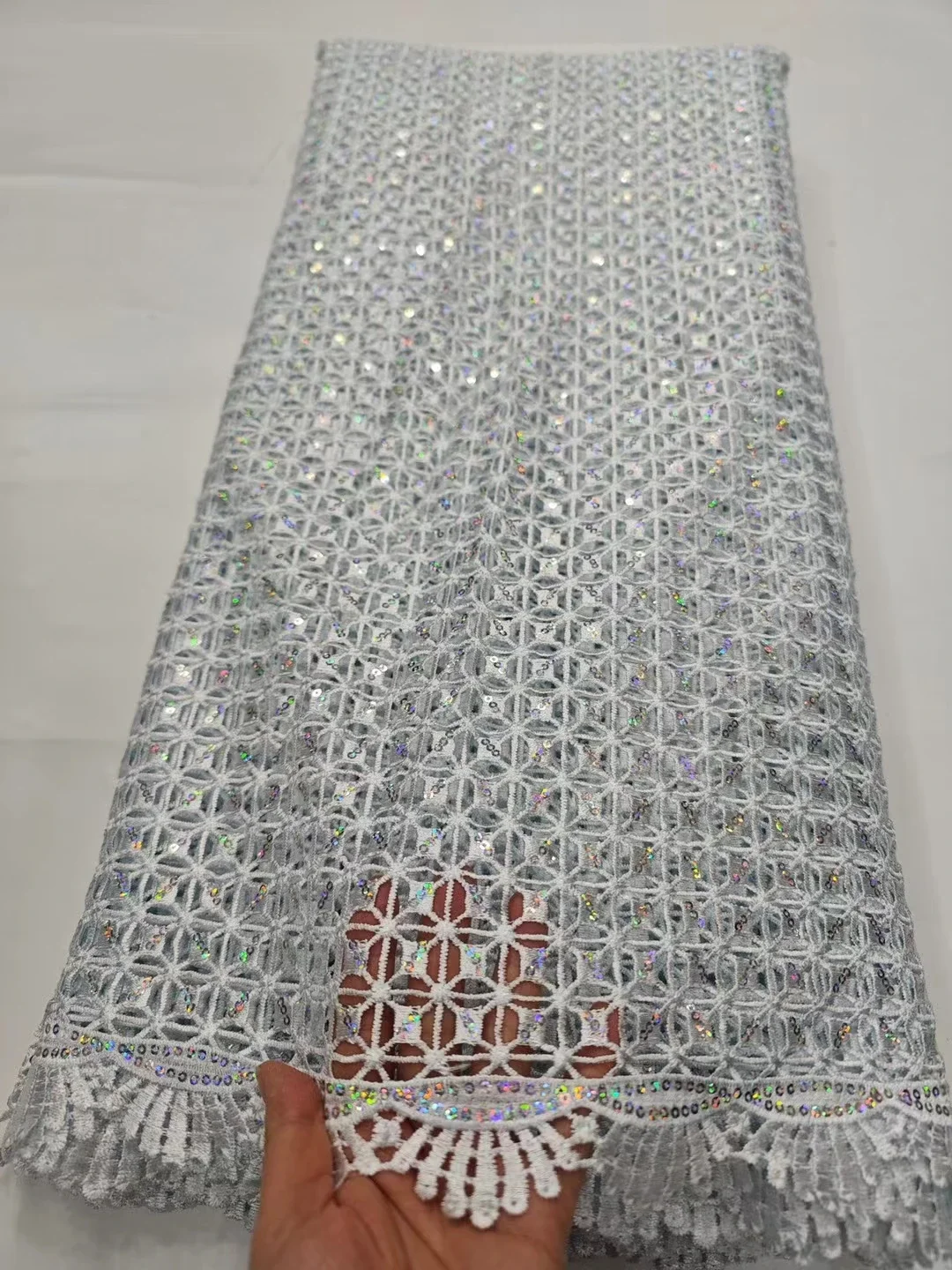 White African Water Soluble Lace Fabric With Sequins 2024 High Quality Nigerian French Cord Lace Fabric For Party Dress PHD24103
White African Water Soluble Lace Fabric With Sequins 2024 High Quality Nigerian French Cord Lace Fabric For Party Dress PHD24103