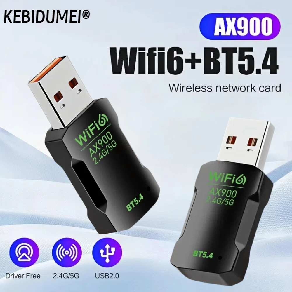 WiFi 6 AX900 Bluetooth 5.4 WiFi USB Adapter Wireless Network Card 2.4G&5GHz Wi-Fi Receive USB For PC/Laptop Win10/11 Driver Free
WiFi 6 AX900 Bluetooth 5.4 WiFi USB Adapter Wireless Network Card 2.4G&5GHz Wi-Fi Receive USB For PC/Laptop Win10/11 Driver Free