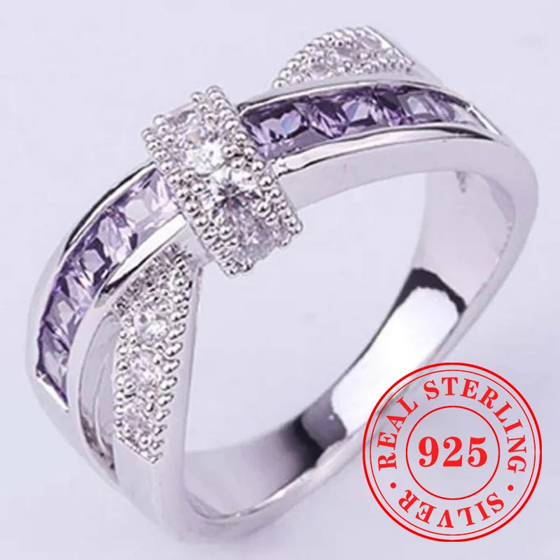 Huitan Elegant Knot Design Rings 925 Sterling Silver Purple/White Color CZ Accessories for Women Elegant Wedding Party Jewelry
Huitan Elegant Knot Design Rings 925 Sterling Silver Purple/White Color CZ Accessories for Women Elegant Wedding Party Jewelry