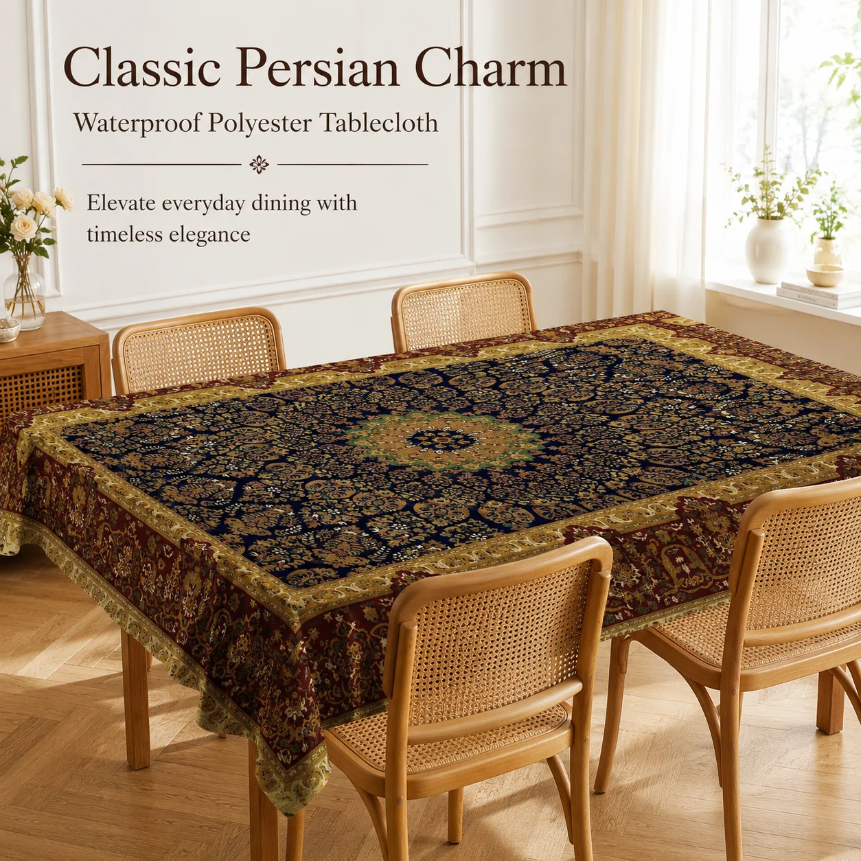 Vintage Persian Style Tablecloth Waterproof Polyester, Classic Floral Table Cover, Picnic Blanket, Camping Table Cover, Dining
Vintage Persian Style Tablecloth Waterproof Polyester, Classic Floral Table Cover, Picnic Blanket, Camping Table Cover, Dining
