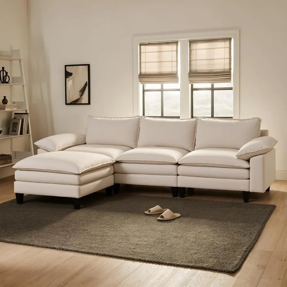 Modular Sectional Couches for Living Room L Shaped Comfy Cloud Couch with Ottoman Sectional Sofa for Apartment Beige Velvet
Modular Sectional Couches for Living Room L Shaped Comfy Cloud Couch with Ottoman Sectional Sofa for Apartment Beige Velvet