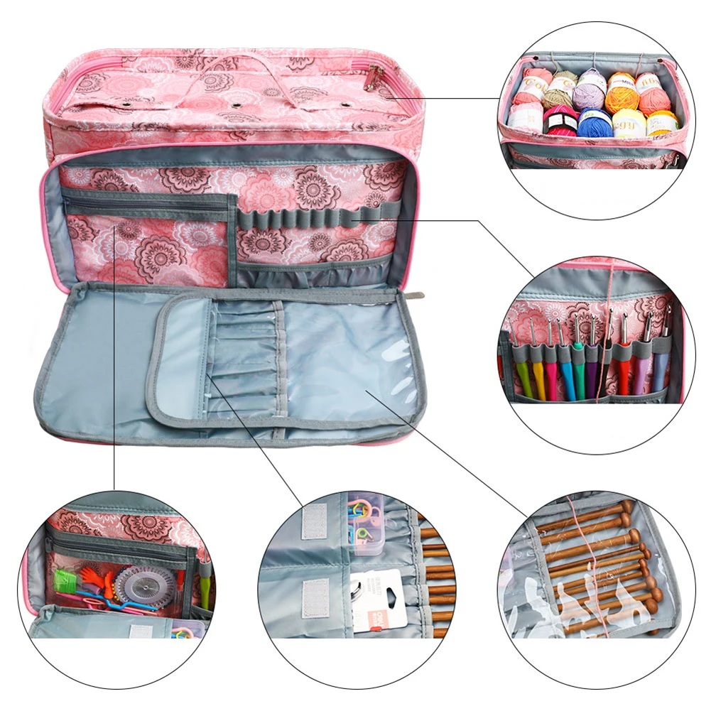 Knitting Crochet Supplies Bag Travel Organizer Bag 600D Oxford Cloth Printed Wool Carrying Case for Knitting Lovers
Knitting Crochet Supplies Bag Travel Organizer Bag 600D Oxford Cloth Printed Wool Carrying Case for Knitting Lovers