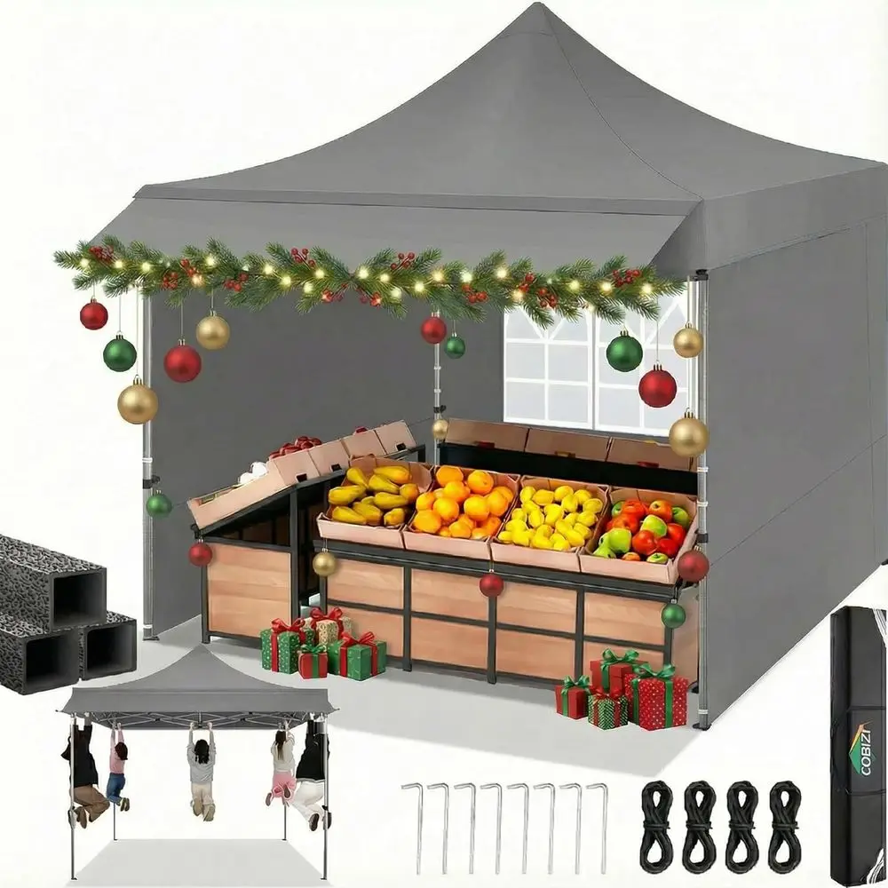 10x10 Heavy-Duty Outdoor Tent with Sidewalls, Awning, and Waterproof Extended Canopy for Commercial, Market, and Party Events in
10x10 Heavy-Duty Outdoor Tent with Sidewalls, Awning, and Waterproof Extended Canopy for Commercial, Market, and Party Events in