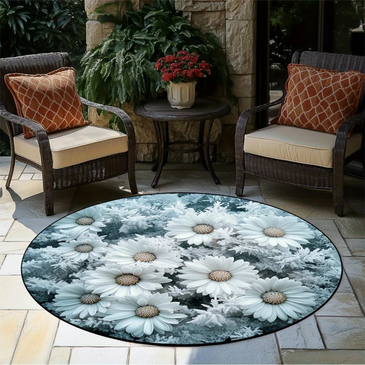 1pc Daisy Print Round Rug - Polyester, Washable, Fade Resistant - White Daisy Design for Living Room, Bedroom
1pc Daisy Print Round Rug - Polyester, Washable, Fade Resistant - White Daisy Design for Living Room, Bedroom