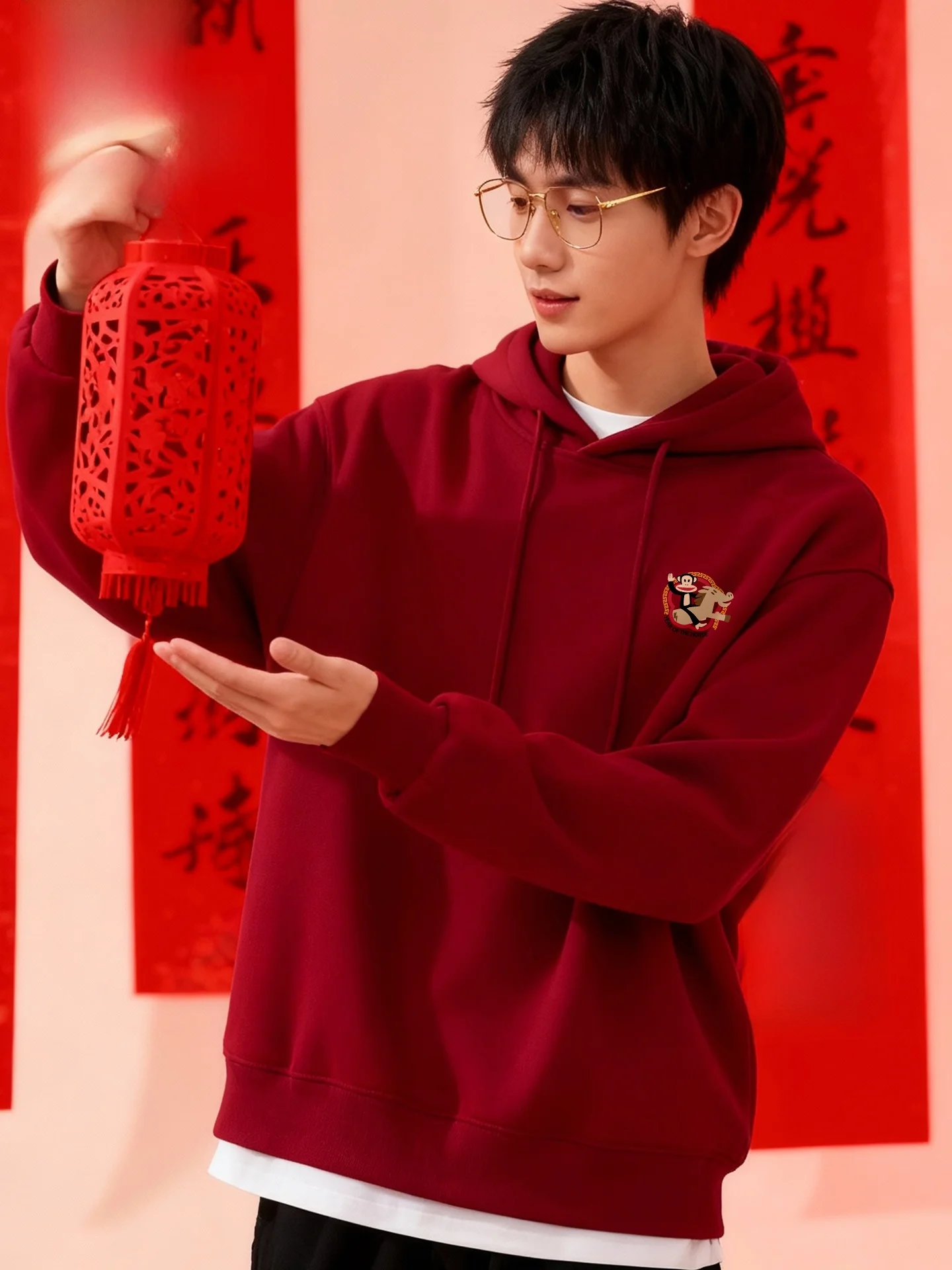 Winter Hooded Fce Lined Sweatirt Men's Warm Outerwear Red Color Monkey Design Casual Streetwear for Youth
Winter Hooded Fce Lined Sweatirt Men's Warm Outerwear Red Color Monkey Design Casual Streetwear for Youth