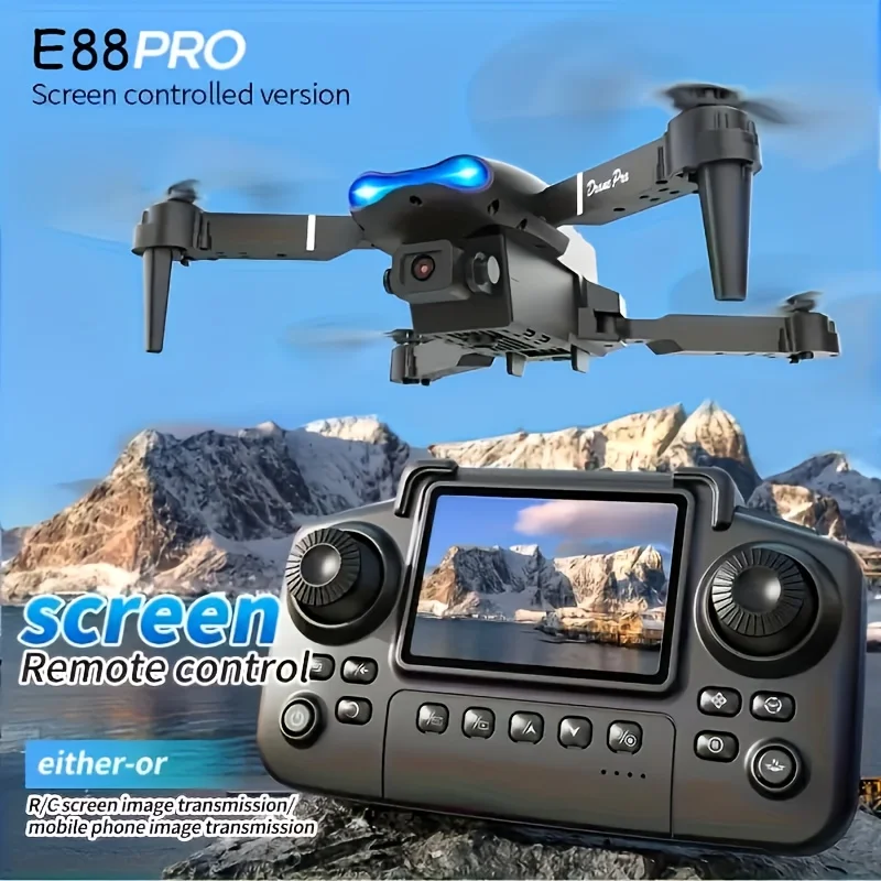 2026 New E88 MAX & E99 PRO Foldable Drone Set with Screen Remote, Brushless Motor, 4K HD Video, Real-Time Transmission, Obstacle Avoidance, Stable Hover & 1-Key Return. Perfect for Aerial Photography, Beginners & Camping Outdoor Gifts.
2026 New E88 MAX & E99 PRO Foldable Drone Set with Screen Remote, Brushless Motor, 4K HD Video, Real-Time Transmission, Obstacle Avoidance, Stable Hover & 1-Key Return. Perfect for Aerial Photography, Beginners & Camping Outdoor Gifts.