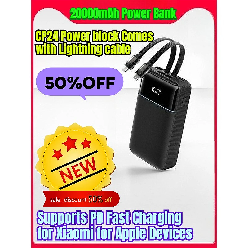 Power Block Comes with Lightning Cable 20000mAh Power Bank Supports PD Fast Charging for Xiaomi for Apple Devices
Power Block Comes with Lightning Cable 20000mAh Power Bank Supports PD Fast Charging for Xiaomi for Apple Devices