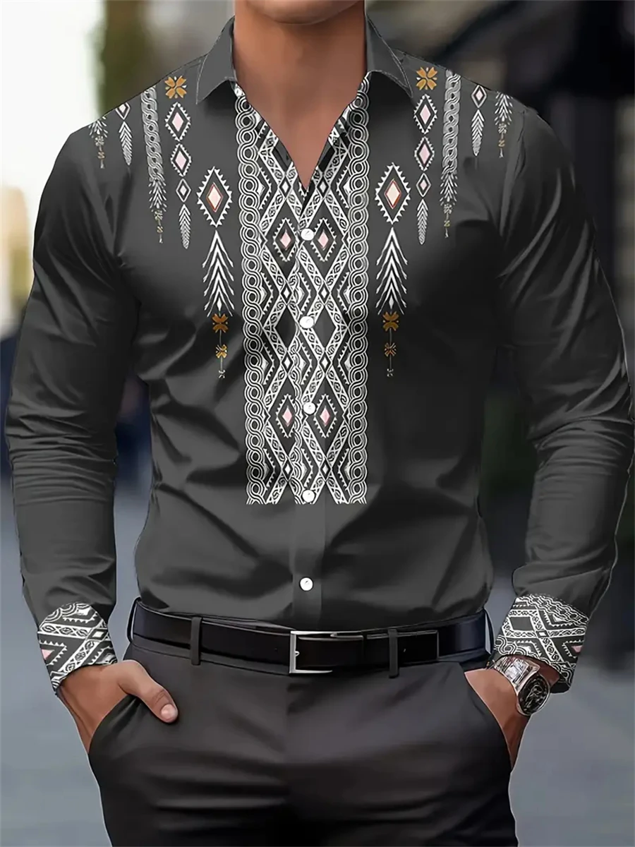 Fashionable and hot selling men's long-sleeved shirt ethnic style retro print style handsome and elegant men's lapel top
Fashionable and hot selling men's long-sleeved shirt ethnic style retro print style handsome and elegant men's lapel top