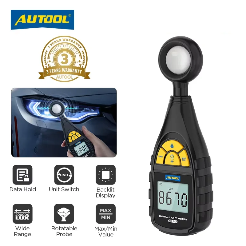 AUTOOL TE301 Illuminometer Photometer Digital Mini Light Meter Luxometer 200000Lux 20000FC Light Lux Meter Digital Professional
AUTOOL TE301 Illuminometer Photometer Digital Mini Light Meter Luxometer 200000Lux 20000FC Light Lux Meter Digital Professional