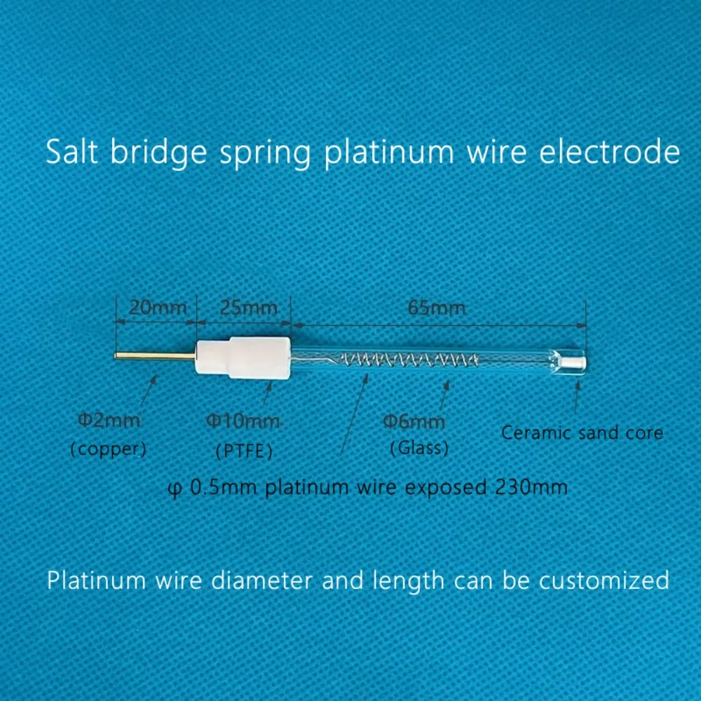 Electrochemical 0.5 X150mm salt bridge spring platinum wire pair electrode 0.5mm gold wire ring auxiliary electrode Customizable
Electrochemical 0.5 X150mm salt bridge spring platinum wire pair electrode 0.5mm gold wire ring auxiliary electrode Customizable
