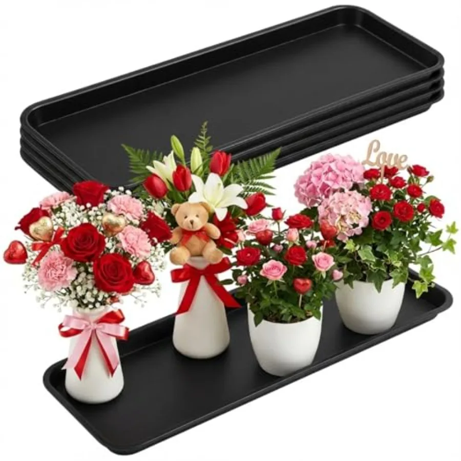 4 Pack Black 24 x 8.2 x 0.8 Inch Rectangle Plant Saucer Large Plastic Plant Tray Water Drip Trays for Windowsill Flower Pot Pla
4 Pack Black 24 x 8.2 x 0.8 Inch Rectangle Plant Saucer Large Plastic Plant Tray Water Drip Trays for Windowsill Flower Pot Pla