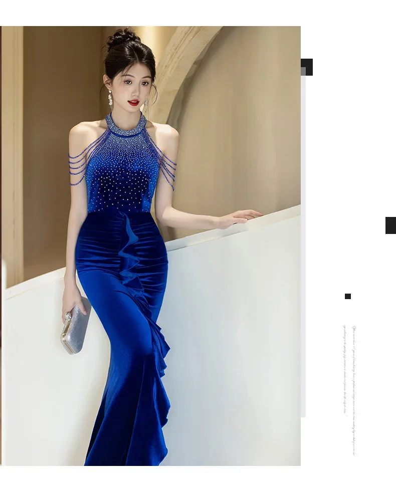Customized Royal Blue Celebrity Dress Halter Neckline Sexy Mermaid Fashion Women Party Gown ALS020
Customized Royal Blue Celebrity Dress Halter Neckline Sexy Mermaid Fashion Women Party Gown ALS020