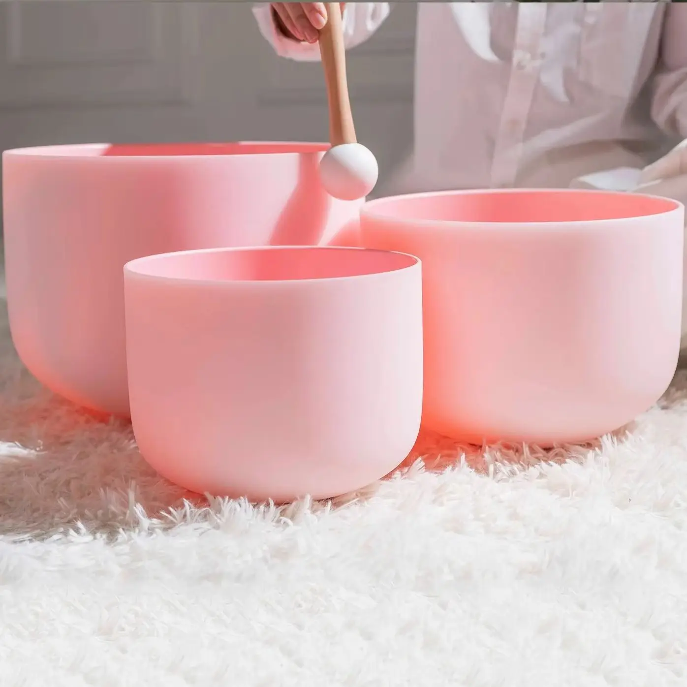 Hye-eun 8-12inch Pink Quartz Frosted Crystal Singing Bowl Set of 3 for Energy Healing Sound Bowls Meditation Set with Bag
Hye-eun 8-12inch Pink Quartz Frosted Crystal Singing Bowl Set of 3 for Energy Healing Sound Bowls Meditation Set with Bag