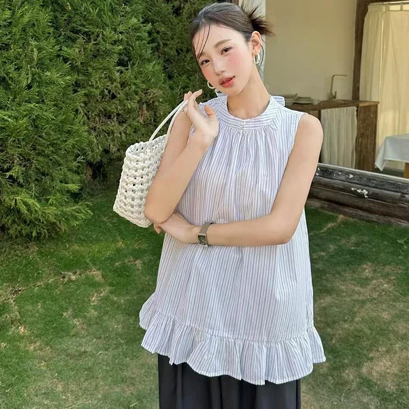 1PC Popular Summer Fashion Striped Ruffled Lace-up Sleeveless Loose Casual Vest Women Sleeveless Shirt
1PC Popular Summer Fashion Striped Ruffled Lace-up Sleeveless Loose Casual Vest Women Sleeveless Shirt