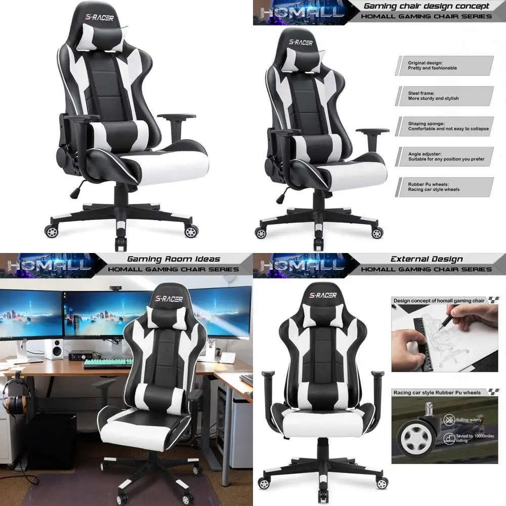 Ergonomic High Back Leather Computer Desk Chair, Adjustable Swivel Racing Style Office Chair for Comfort and Support
Ergonomic High Back Leather Computer Desk Chair, Adjustable Swivel Racing Style Office Chair for Comfort and Support