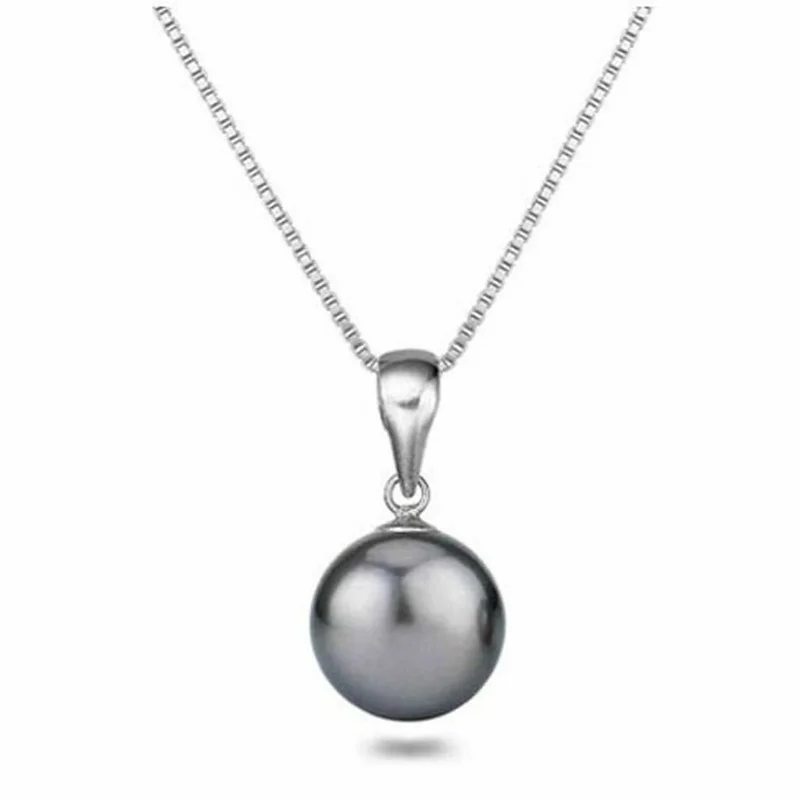 925 Sterling Silver 12mm Gray Tahitian Shell Pearl Pendant Nelace w 18" Chain
925 Sterling Silver 12mm Gray Tahitian Shell Pearl Pendant Nelace w 18" Chain