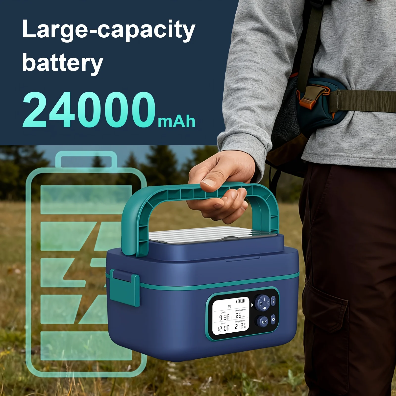 Smart Wireless Heating Lunch Box, Rechargeable Insulated Lunch Box, 1.5-Liter Portable 24, 000mAh, High-Quality Stainless Steel,
Smart Wireless Heating Lunch Box, Rechargeable Insulated Lunch Box, 1.5-Liter Portable 24, 000mAh, High-Quality Stainless Steel,