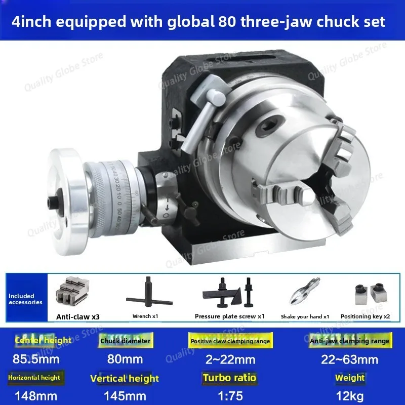 Dividing Head for Milling Machine, Horizontal & Vertical Indexing Plate Rotary Table with Manual & CNC Control
Dividing Head for Milling Machine, Horizontal & Vertical Indexing Plate Rotary Table with Manual & CNC Control