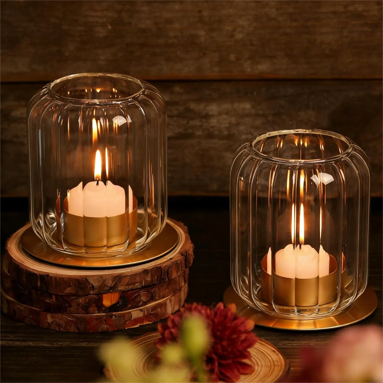 Tealight Candle Holder Set of 2, Clear Glass with Metal Base Lantern Style, for Table Centerpieces Wedding Home Decor
Tealight Candle Holder Set of 2, Clear Glass with Metal Base Lantern Style, for Table Centerpieces Wedding Home Decor