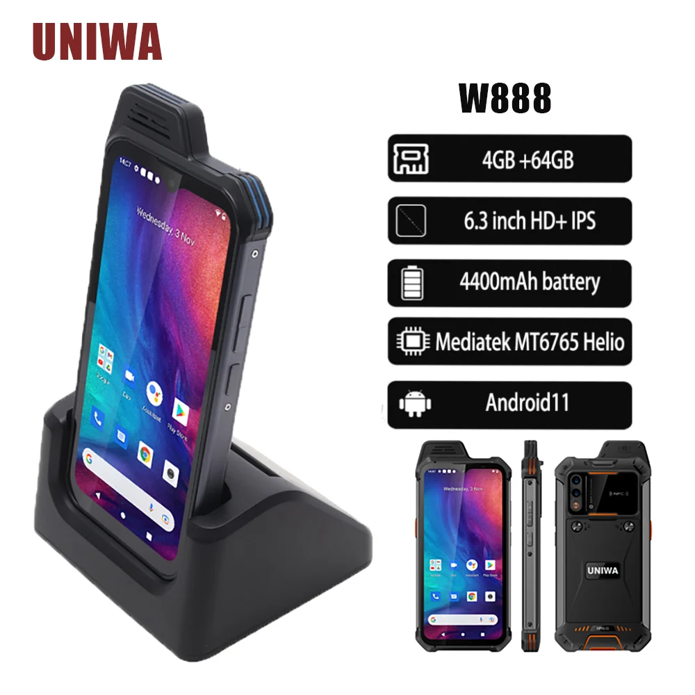 UNIWA W888 ATEX Explosion Indestructible Water Proof Mobile Phone 4GB+64GB 5000mAh Walkie Talkie PTT Smartphone Andriod 11 NFC
UNIWA W888 ATEX Explosion Indestructible Water Proof Mobile Phone 4GB+64GB 5000mAh Walkie Talkie PTT Smartphone Andriod 11 NFC