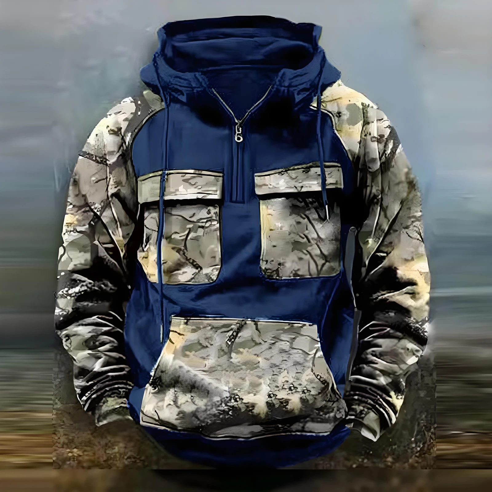 Зимняя мужская камуфляжная рабочая одежда, повседневная толстовка на молнии с несколькими карманами, большая вместительная толстовка на шнурке для уличной одежды
Зимняя мужская камуфляжная рабочая одежда, повседневная толстовка на молнии с несколькими карманами, большая вместительная толстовка на шнурке для уличной одежды