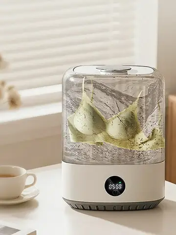 4L Mini Washing Machine, 5000Mah, Fully Automatic Portable Turbine Led Washing Cup and Compact for Children's Clothing, Underwea