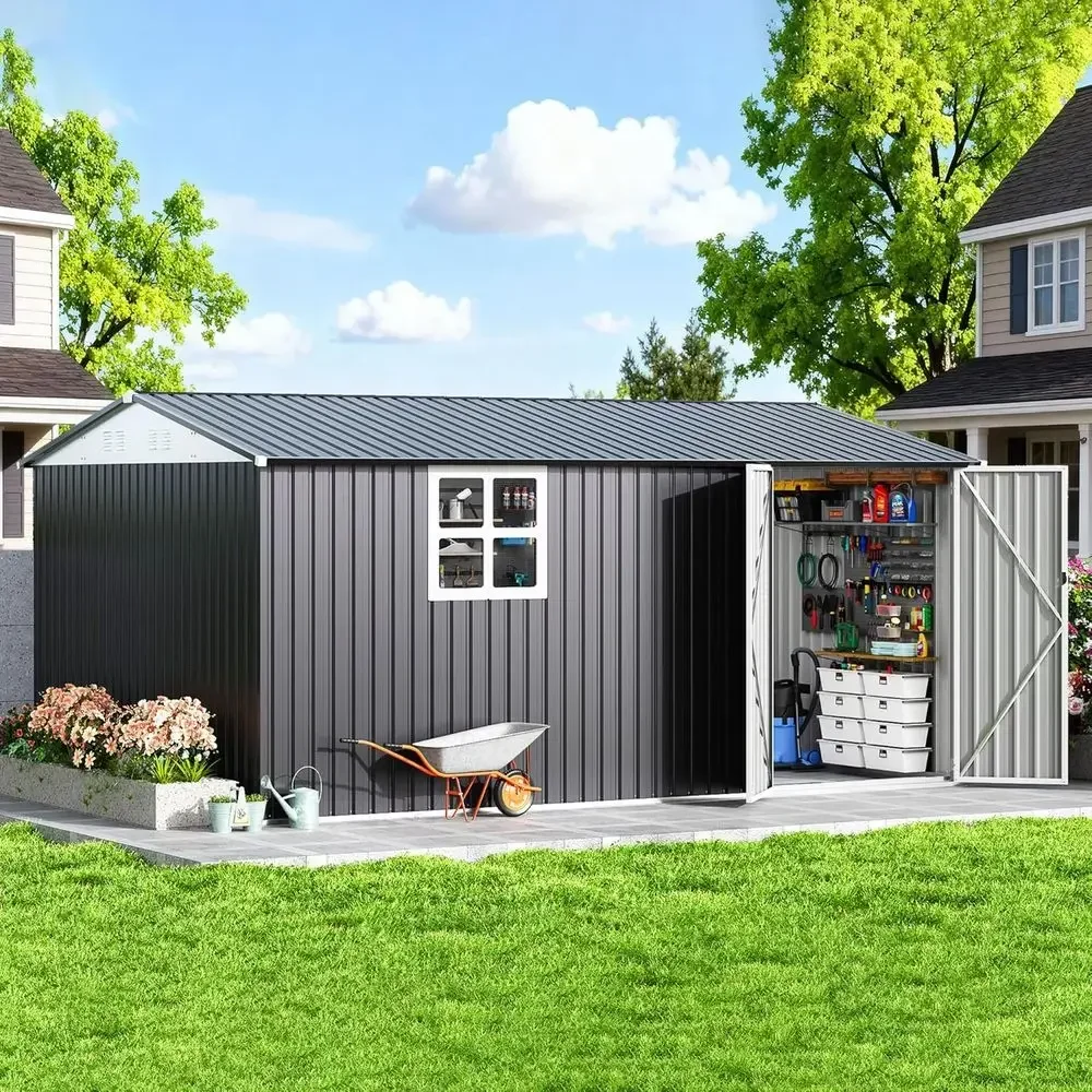 10X14 T Metal Outdoor Storage Shed with Window, Heavy-Duty Galvanized Steel Garden Shed with Lockable Doand 4 Vents, Large Weath
10X14 T Metal Outdoor Storage Shed with Window, Heavy-Duty Galvanized Steel Garden Shed with Lockable Doand 4 Vents, Large Weath