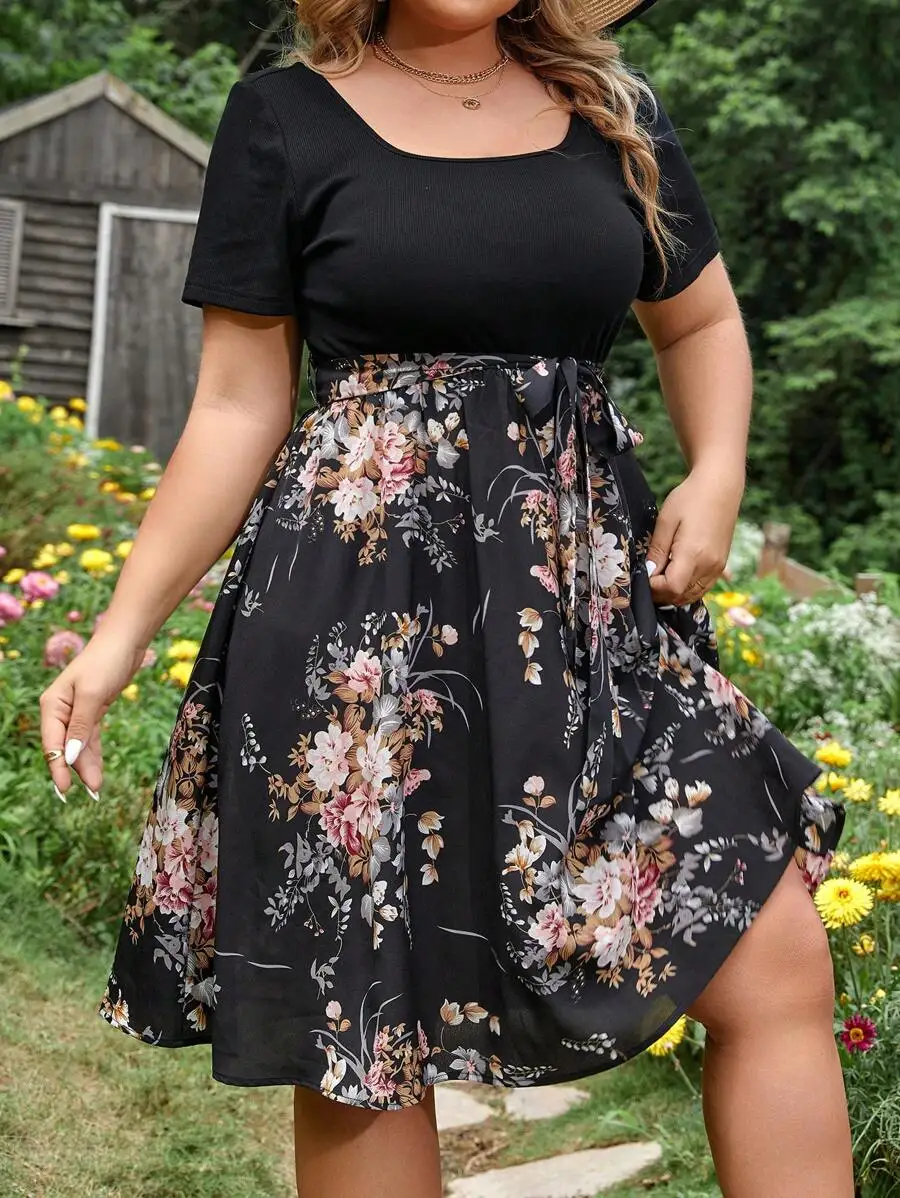Floral Print Belted A-Line Dress For Women Summer Casual
Floral Print Belted A-Line Dress For Women Summer Casual