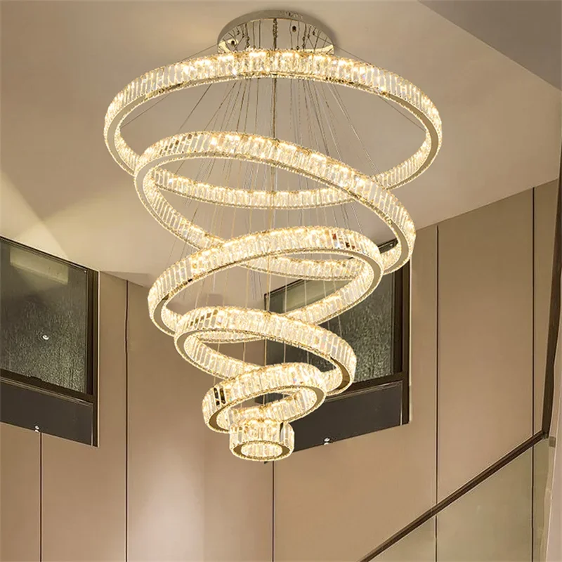 Modern Luxury Crystal Chandelier Circle Rings Staircase Living Room Decoration Ceiling Led Lighting
Modern Luxury Crystal Chandelier Circle Rings Staircase Living Room Decoration Ceiling Led Lighting