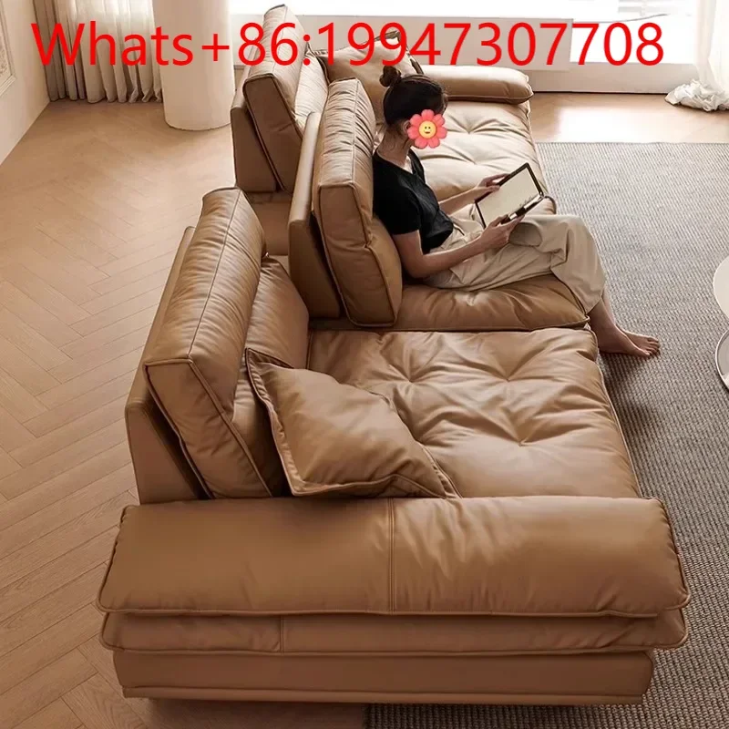 Light luxury living room leather sailing sofa caramel color removable backrest super wide sitting deep straight row
Light luxury living room leather sailing sofa caramel color removable backrest super wide sitting deep straight row