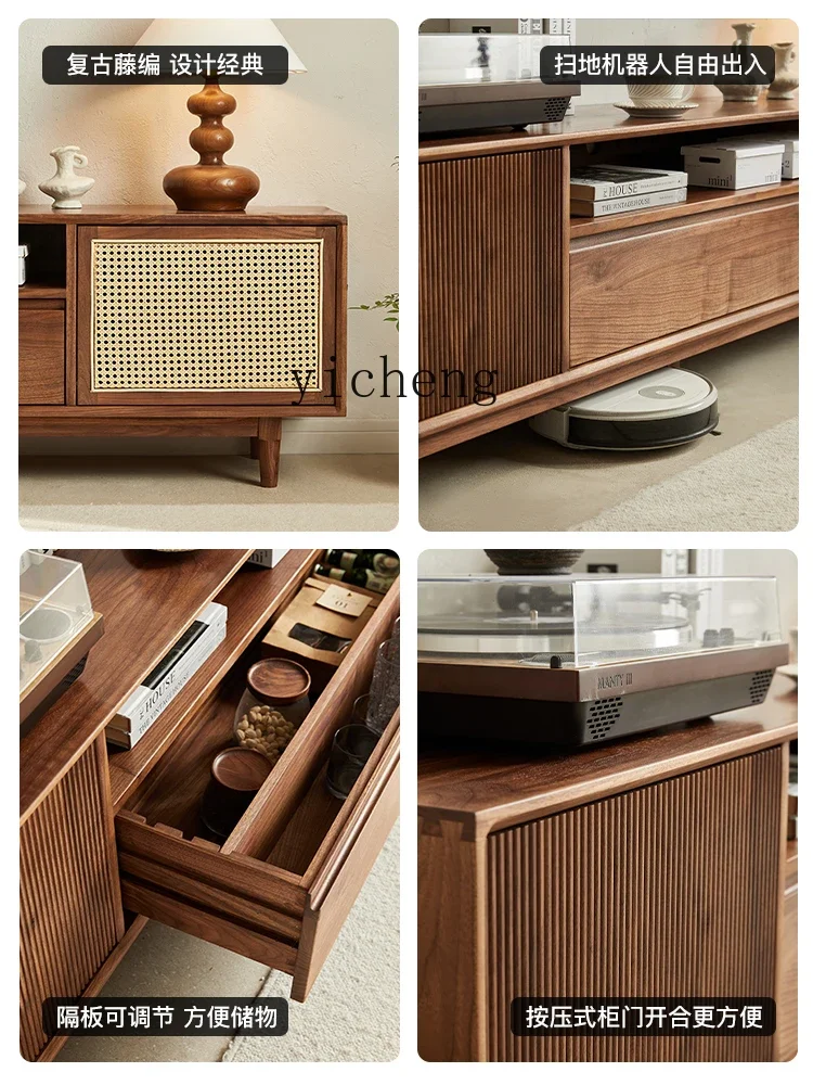 u3 Black Walnut TV Cabinet Tea Table Combination Vintage Solid Wood Living Room Storage Cabinet
u3 Black Walnut TV Cabinet Tea Table Combination Vintage Solid Wood Living Room Storage Cabinet