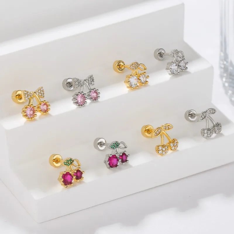 925 Sterling Silver Geometric Fruit Cherry Pendant Zircon Stud Earring for Women Fine Jewelry High Luxury Vintage Accessories
925 Sterling Silver Geometric Fruit Cherry Pendant Zircon Stud Earring for Women Fine Jewelry High Luxury Vintage Accessories