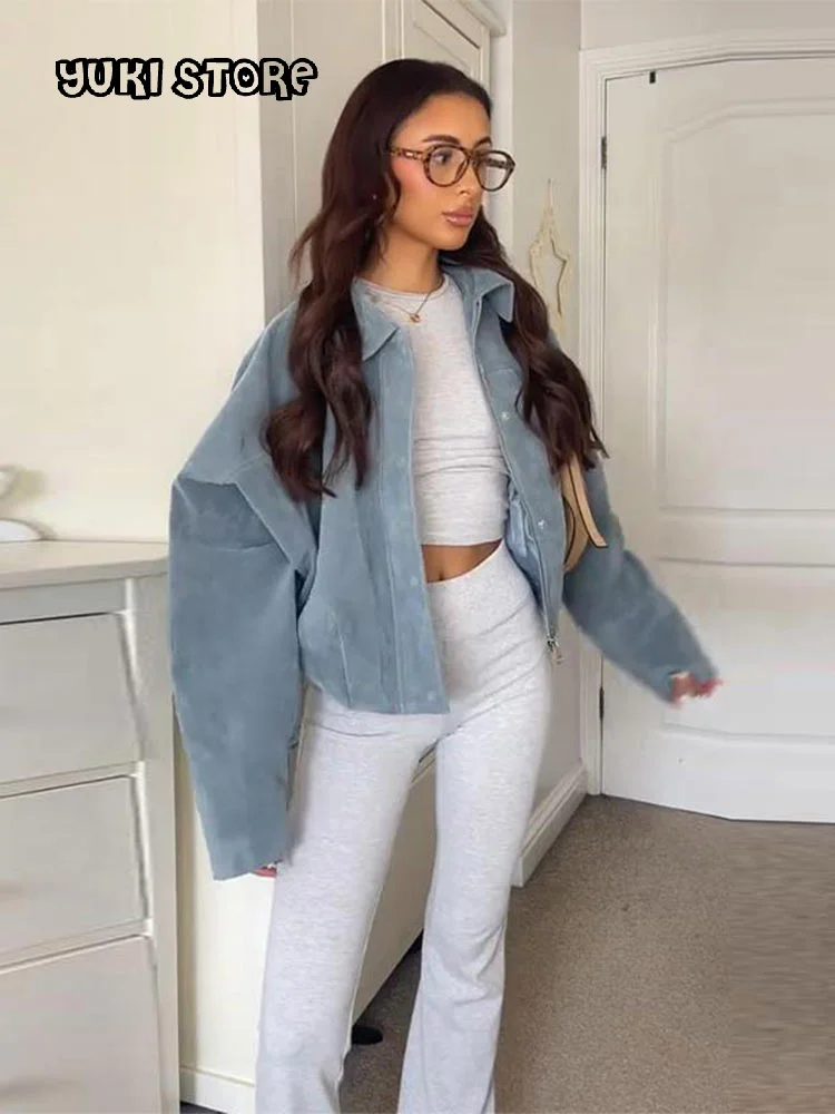 Casual Solid Suede Lapel Zipper Coat Women Loose Single Breasted Full Sleeve Female Jacket 2025 Autumn Fashion Lady Outwear
Casual Solid Suede Lapel Zipper Coat Women Loose Single Breasted Full Sleeve Female Jacket 2025 Autumn Fashion Lady Outwear