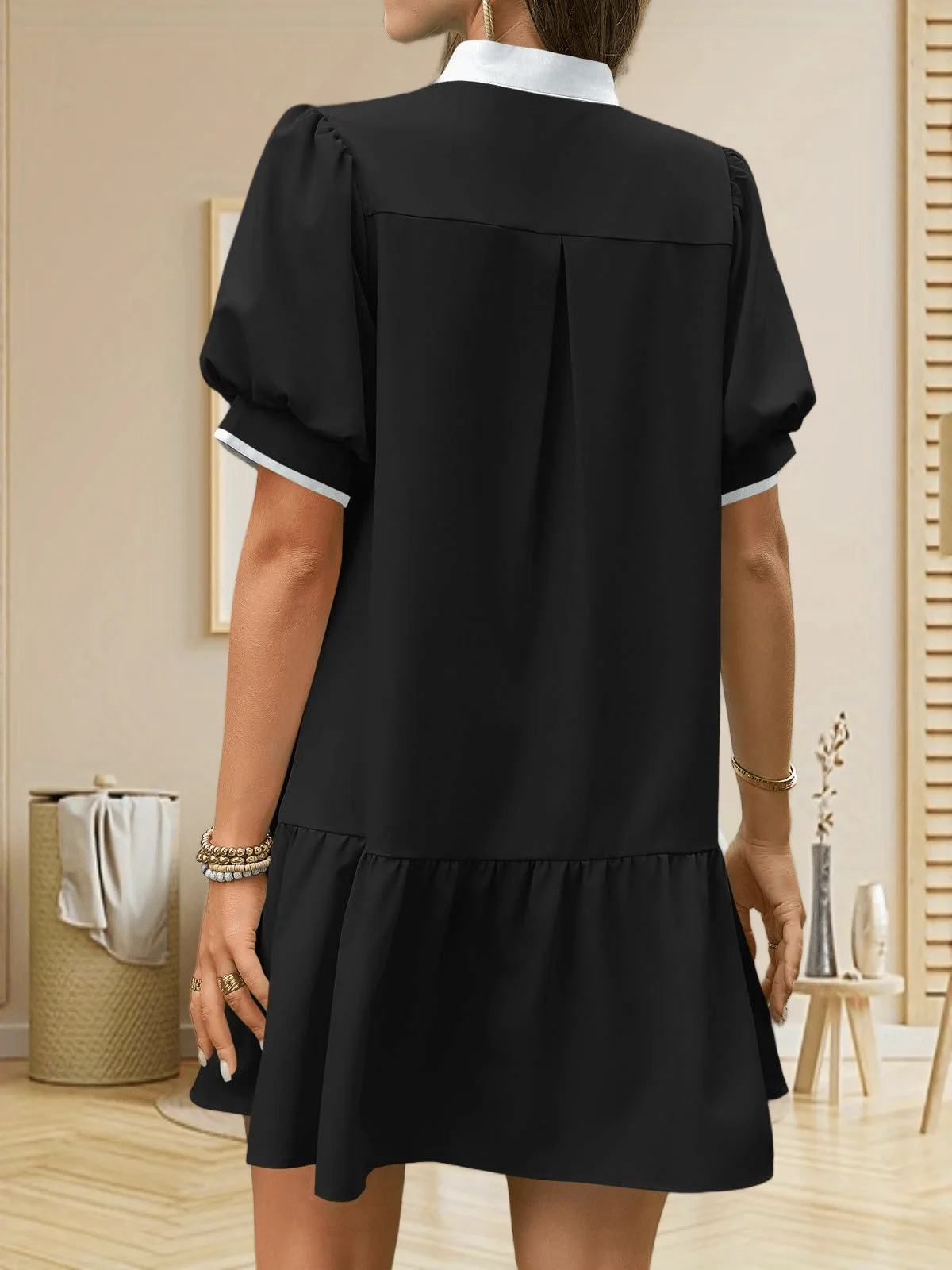 Women Summer Mini Dress Casual Puff Sleeve V Neck Color Block Loose A Line With Pockets
Women Summer Mini Dress Casual Puff Sleeve V Neck Color Block Loose A Line With Pockets