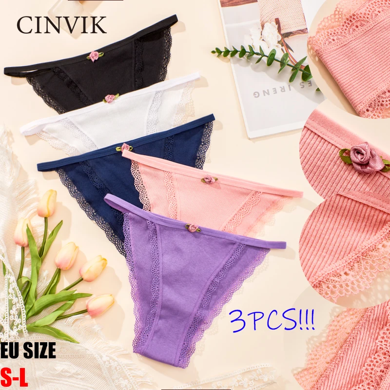 3PCS Cotton Thongs Sexy Bikini Panties Women Lace Lingerie G-string Low Waist Briefs Women's Underwear Ladies T-Back Thong Thong
3PCS Cotton Thongs Sexy Bikini Panties Women Lace Lingerie G-string Low Waist Briefs Women's Underwear Ladies T-Back Thong Thong