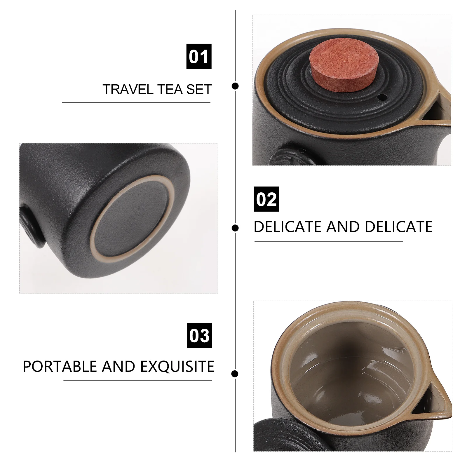 1Set Portable Ceramic Teaware Quick Tea Cup Set Black with Storage Bag for Travel Office Home Gift Decorative Teaware 
1Set Portable Ceramic Teaware Quick Tea Cup Set Black with Storage Bag for Travel Office Home Gift Decorative Teaware