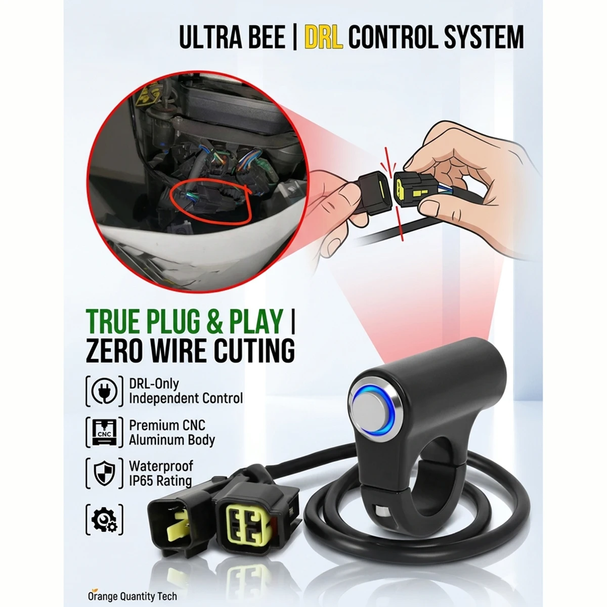 Ultra Bee DRL Headlight Switch Independent Kill Switch for Daytime Running Light Plug-and-Play CNC Aluminum Handlebar Button
Ultra Bee DRL Headlight Switch Independent Kill Switch for Daytime Running Light Plug-and-Play CNC Aluminum Handlebar Button