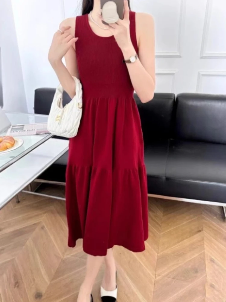 Women Dresses Draped Sleeveless Summer All-match Solid Breathable Korean Style Retro Fashion Streetwear Elegant Sweet Girls Soft
Women Dresses Draped Sleeveless Summer All-match Solid Breathable Korean Style Retro Fashion Streetwear Elegant Sweet Girls Soft