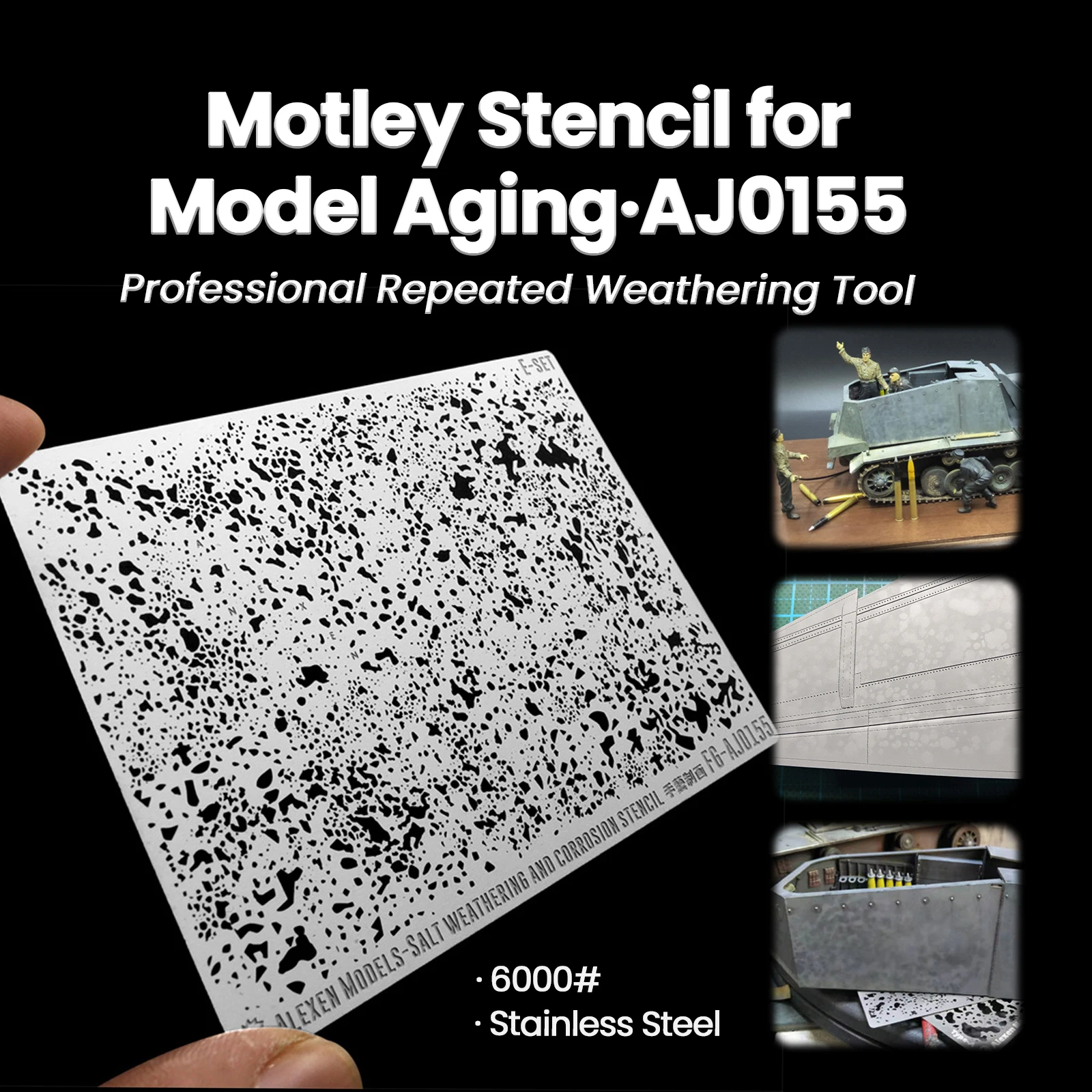 Alexen AJ0155 6000# Stainless Steel Weathering Stencil Salt Corrosion Template for Gundam Military Model DIY Spray Painting Tool
Alexen AJ0155 6000# Stainless Steel Weathering Stencil Salt Corrosion Template for Gundam Military Model DIY Spray Painting Tool