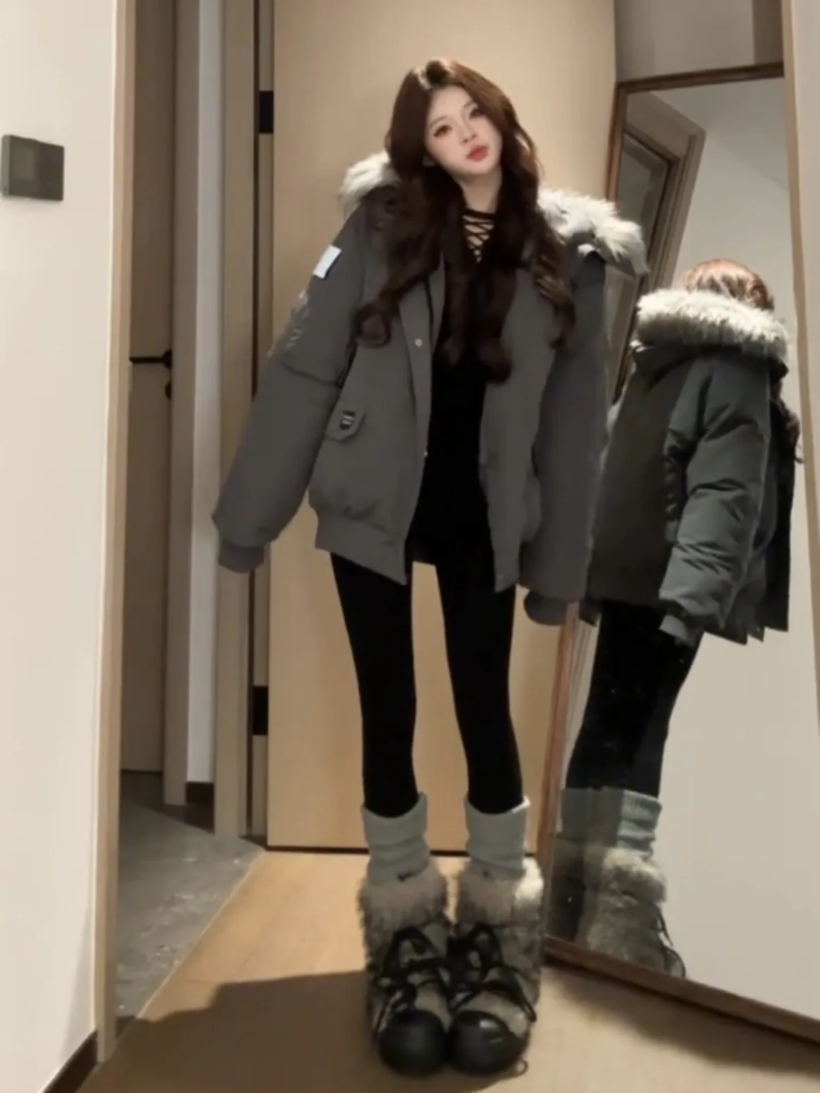 Thiened Fluffy Hooded Parka Jaet Women's Winter Slimming Outerwear Loose Fit Warm Cotton Coat Sweet Girl Sle
Thiened Fluffy Hooded Parka Jaet Women's Winter Slimming Outerwear Loose Fit Warm Cotton Coat Sweet Girl Sle