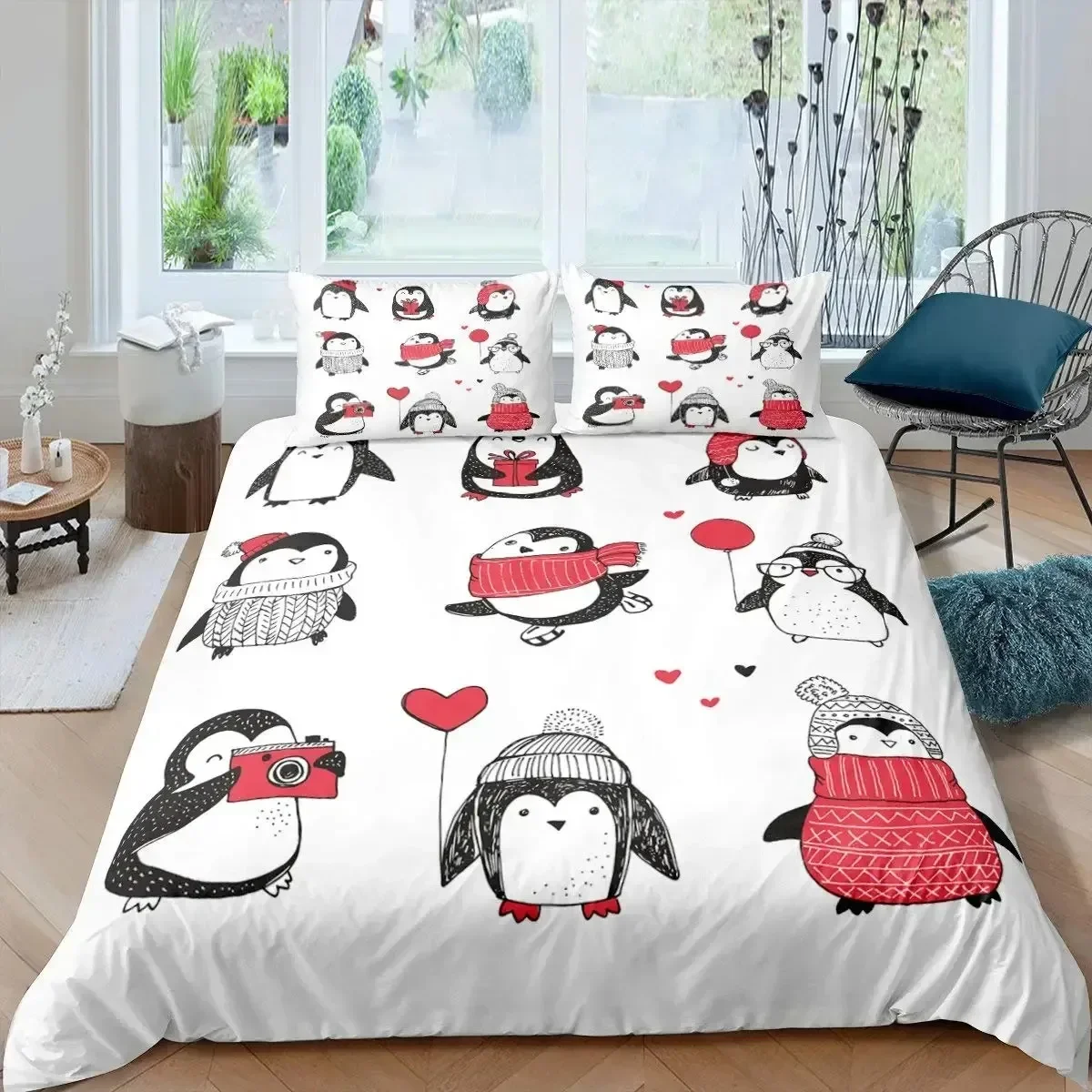 Penguin Comforter Cover Kawaii Animal Print Black White Little Penguin Duvet Cover Blue Iceberg Antarctica Winter Bedding Set
Penguin Comforter Cover Kawaii Animal Print Black White Little Penguin Duvet Cover Blue Iceberg Antarctica Winter Bedding Set