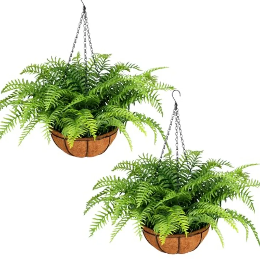 2 Set Fake Ferns with Hanging Baskets, UV Resistant Fake Hanging Ferns Plants, Outdoor Artificial Hanging Plants for Front Porc
2 Set Fake Ferns with Hanging Baskets, UV Resistant Fake Hanging Ferns Plants, Outdoor Artificial Hanging Plants for Front Porc