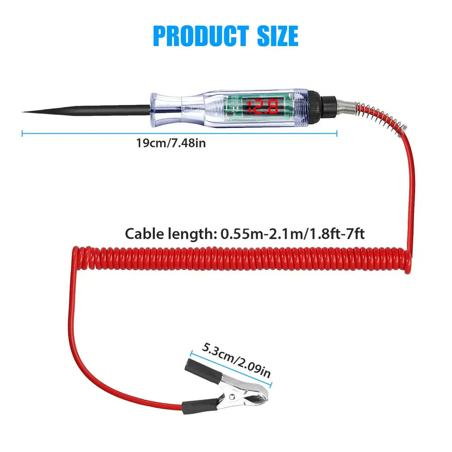 Digital display electric pen for automotive voltage meter, 5-120V maintenance and inspection tool, large DC spring, 1x
Digital display electric pen for automotive voltage meter, 5-120V maintenance and inspection tool, large DC spring, 1x