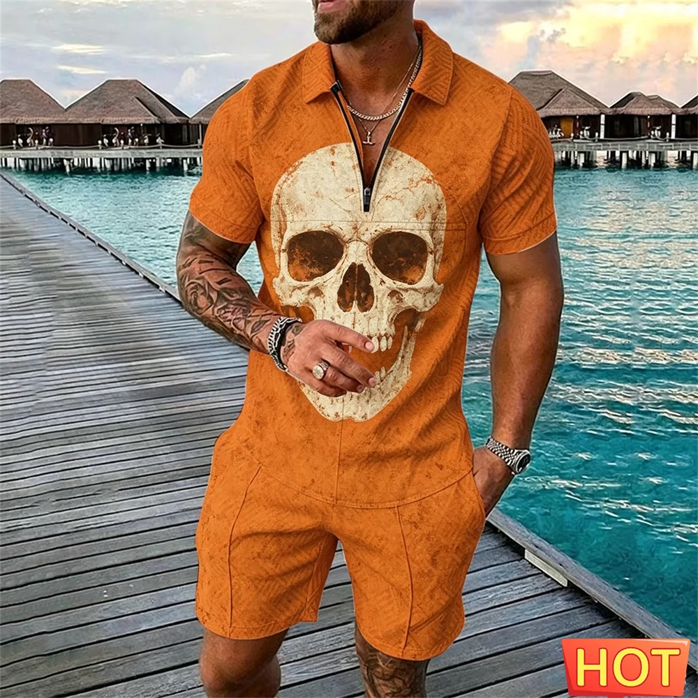 3D Retro American Skeleton Men's Zipper Polo Set Summer men's two-piece Set Breathable men's Casual Polo Set men's Matching Sets
3D Retro American Skeleton Men's Zipper Polo Set Summer men's two-piece Set Breathable men's Casual Polo Set men's Matching Sets