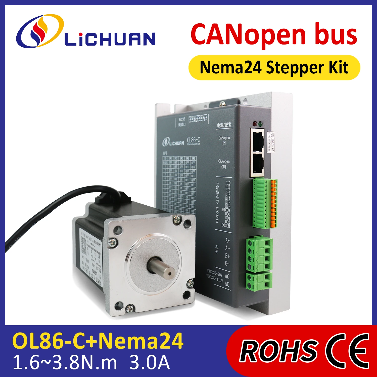 DC30~110V/AC20~80V 3A 1.6/2.1/2.5/3.1/3.5/3.8N.m 2-фазный комплект контроллера шагового двигателя Nema24 с открытым контуром, комплект драйверов шагового двигателя
DC30~110V/AC20~80V 3A 1.6/2.1/2.5/3.1/3.5/3.8N.m 2-фазный комплект контроллера шагового двигателя Nema24 с открытым контуром, комплект драйверов шагового двигателя