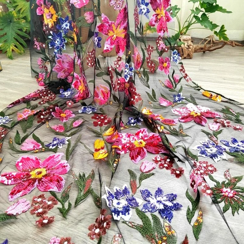 Colorful Sequins Embroidered Mesh Lace Fabric for Wedding Evening Gowns Designer Dress Material By The Yard
Colorful Sequins Embroidered Mesh Lace Fabric for Wedding Evening Gowns Designer Dress Material By The Yard
