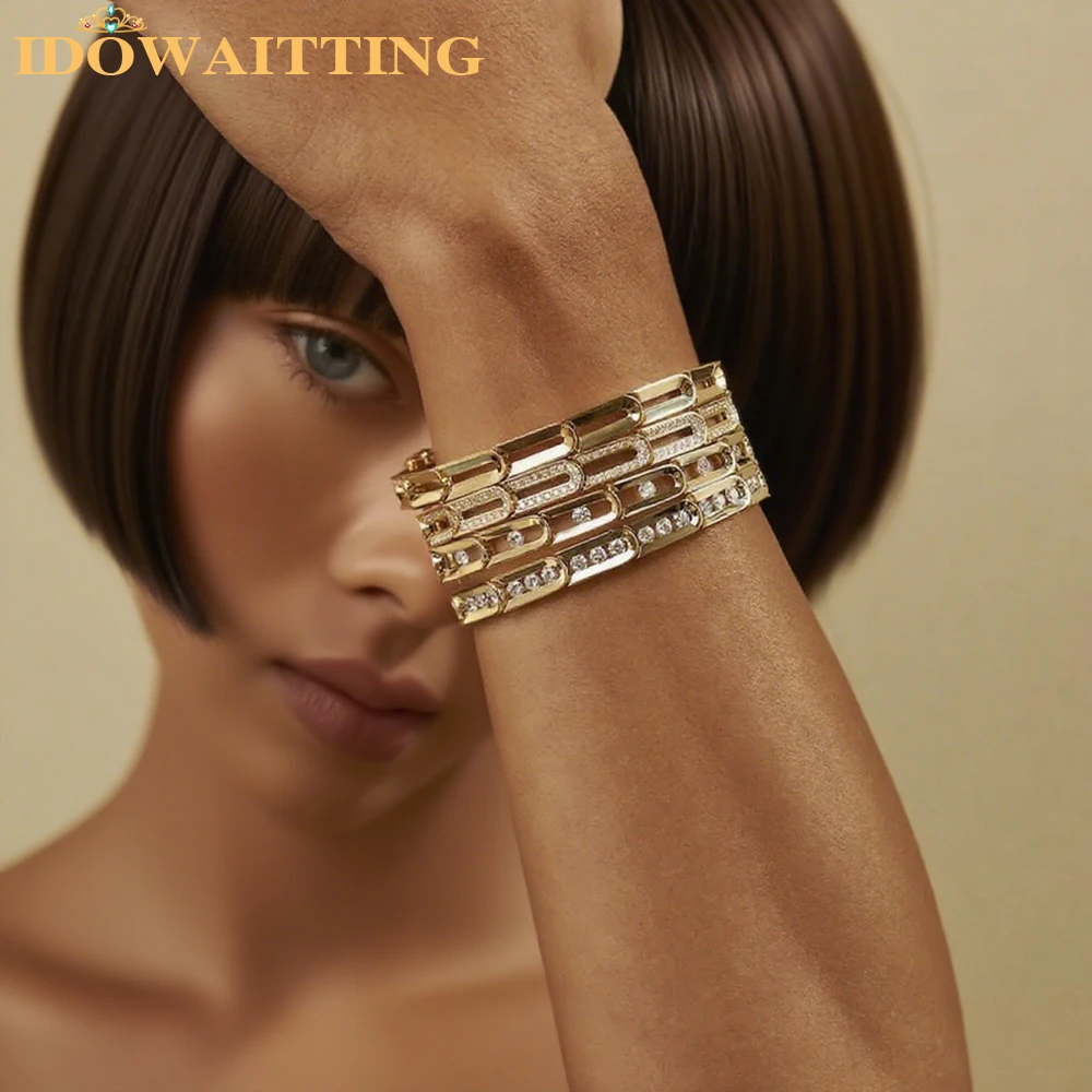 2025 New Micro Pave Bling CZ 5A Cubic Zirconia Paper Clip Link Chain Bracelet 16cm Fashion Geometric Women Girl Jewelry Bangle
2025 New Micro Pave Bling CZ 5A Cubic Zirconia Paper Clip Link Chain Bracelet 16cm Fashion Geometric Women Girl Jewelry Bangle